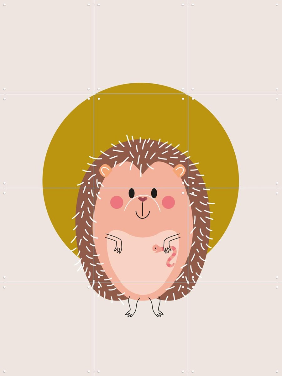 IXXI Hedgehog, Jetske Kox - 60 x 80 cm - Gratis ophangtool - Grote wanddecoratie en posters - Speels, Cartoonesk, Illustraties, Babykamer