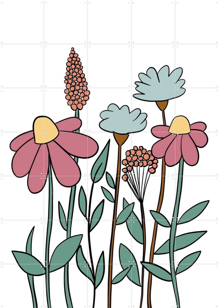 IXXI In the Garden, BAINAI - 100 x 140 cm - Gratis ophangtool - Grote wanddecoratie en posters - Fantasierijk, Illustraties, Speels, Grafisch Ontwerp
