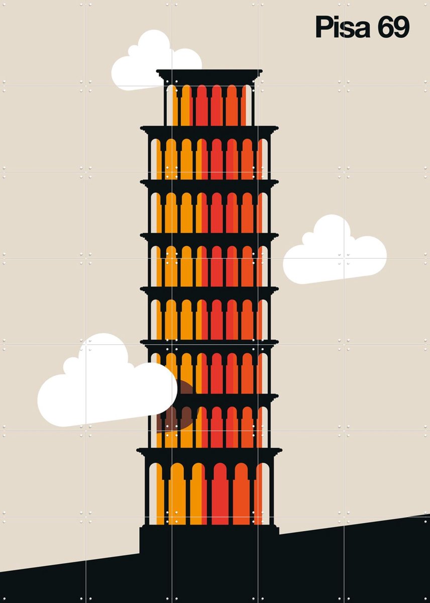 IXXI Pisa 69, Bo Lundberg - 100 x 140 cm - Gratis ophangtool - Grote wanddecoratie en posters - Kleurrijk, Minimalisme, Digitale Kunst, Illustraties