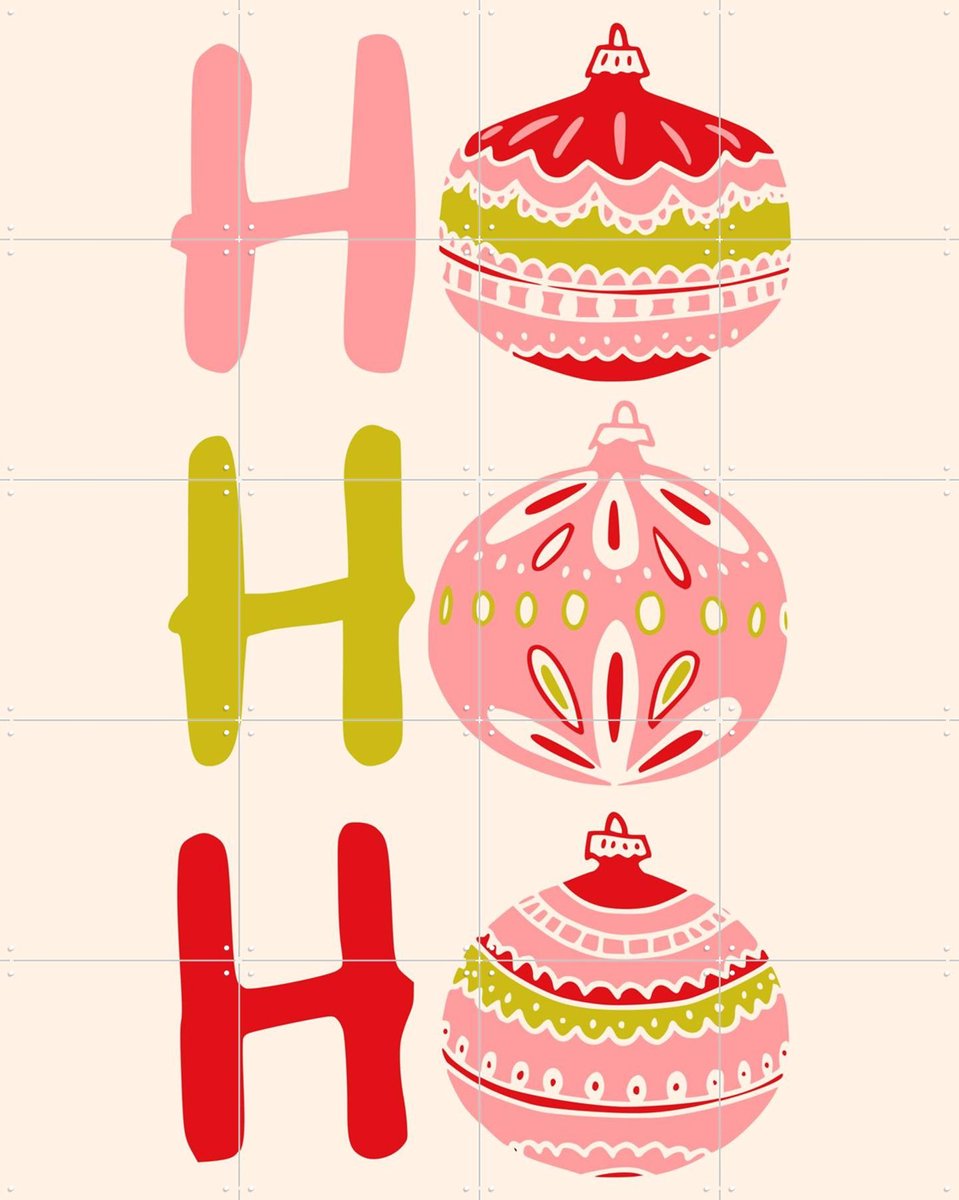 IXXI HoHoHo - roze, Annick & Various - 80 x 100 cm - Gratis ophangtool - Grote wanddecoratie en posters - Typografie, Speels, Grafisch Ontwerp