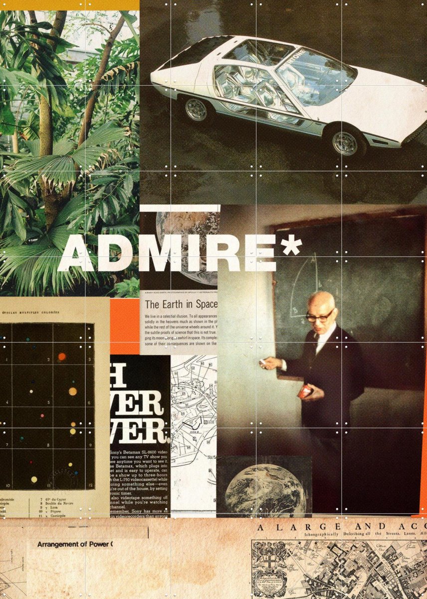 IXXI Admire, Frank Moth - 100 x 140 cm - Gratis ophangtool - Grote wanddecoratie en posters - Grafisch Ontwerp, Collage, Gemengde Technieken, Vintage