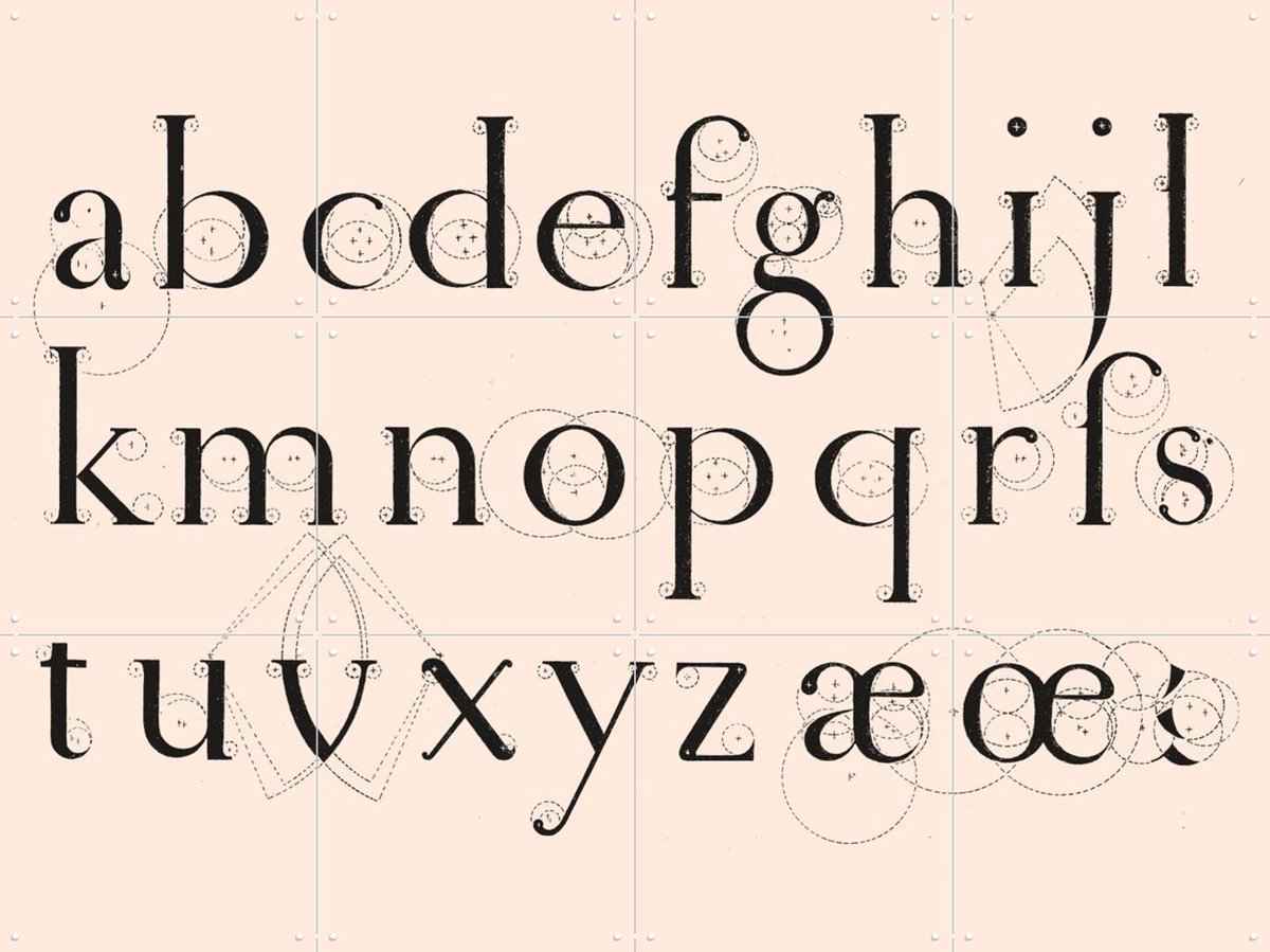 IXXI Alphabet Lowercase, Aster Edition - 80 x 60 cm - Gratis ophangtool - Grote wanddecoratie en posters - Grafisch Ontwerp, Typografie, Line art,
