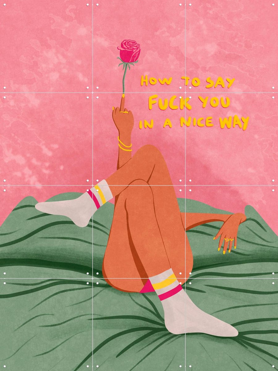 IXXI How to say F*ck you in a nice way, Raissa Oltmanns - 60 x 80 cm - Gratis ophangtool - Grote wanddecoratie en posters - Illustraties, Grafisch
