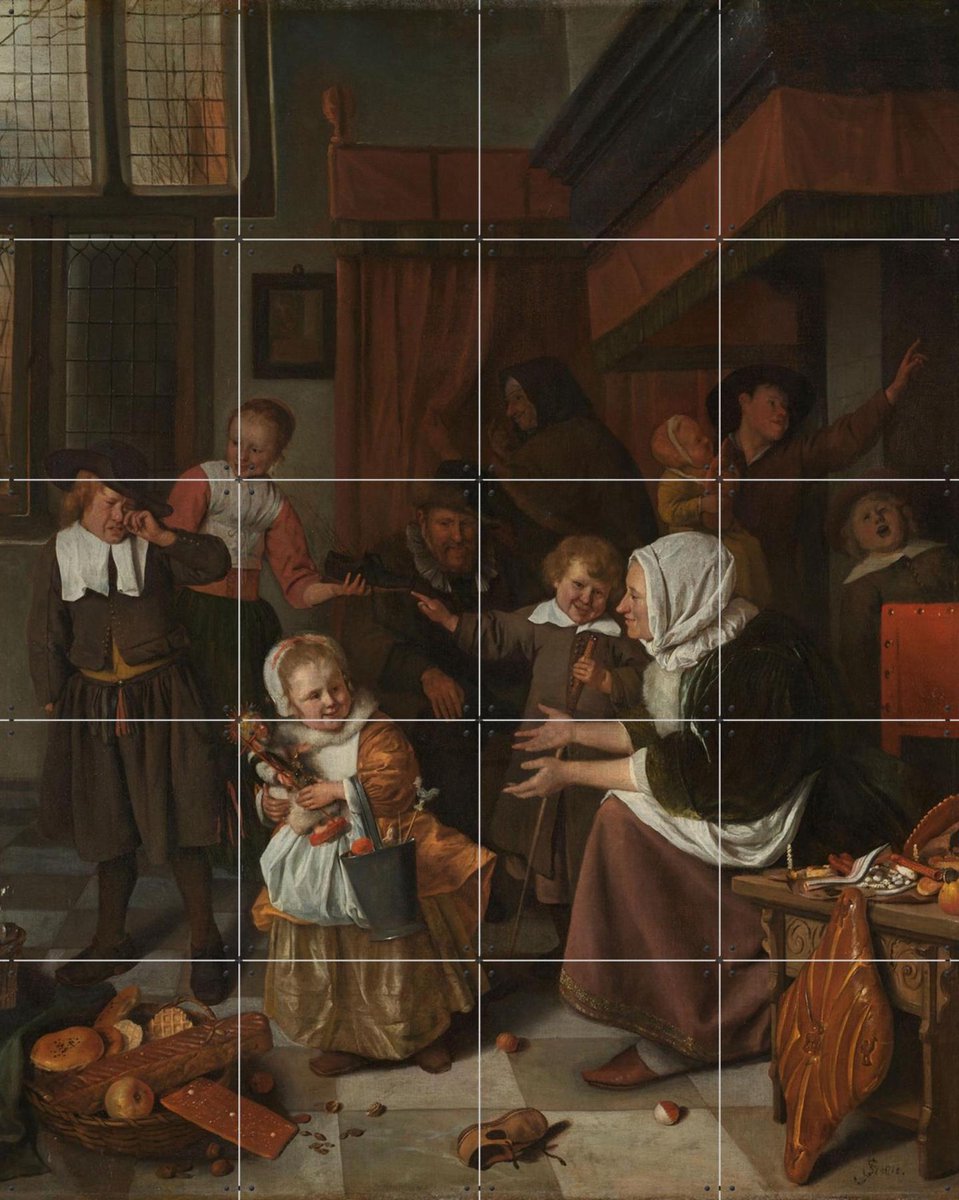 IXXI Het Sint-Nicolaasfeest, Jan Havicksz. Steen & Rijksmuseum - 80 x 100 cm - Gratis ophangtool - Grote wanddecoratie en posters - Schilderijen