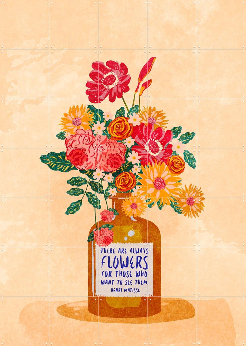 IXXI Always Flowers, Raissa Oltmanns - 100 x 140 cm - Gratis ophangtool - Grote wanddecoratie en posters - Illustraties, Speels, Grafisch Ontwerp