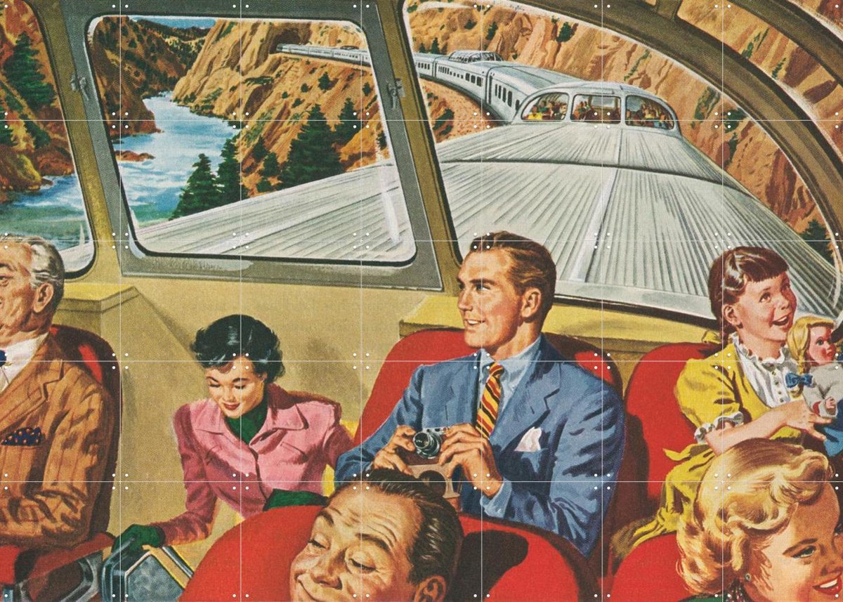 IXXI Futuristic Trip, Bridgeman Images - 140 x 100 cm - Gratis ophangtool - Grote wanddecoratie en posters - Illustraties, Kleurrijk, Retro, Vintage