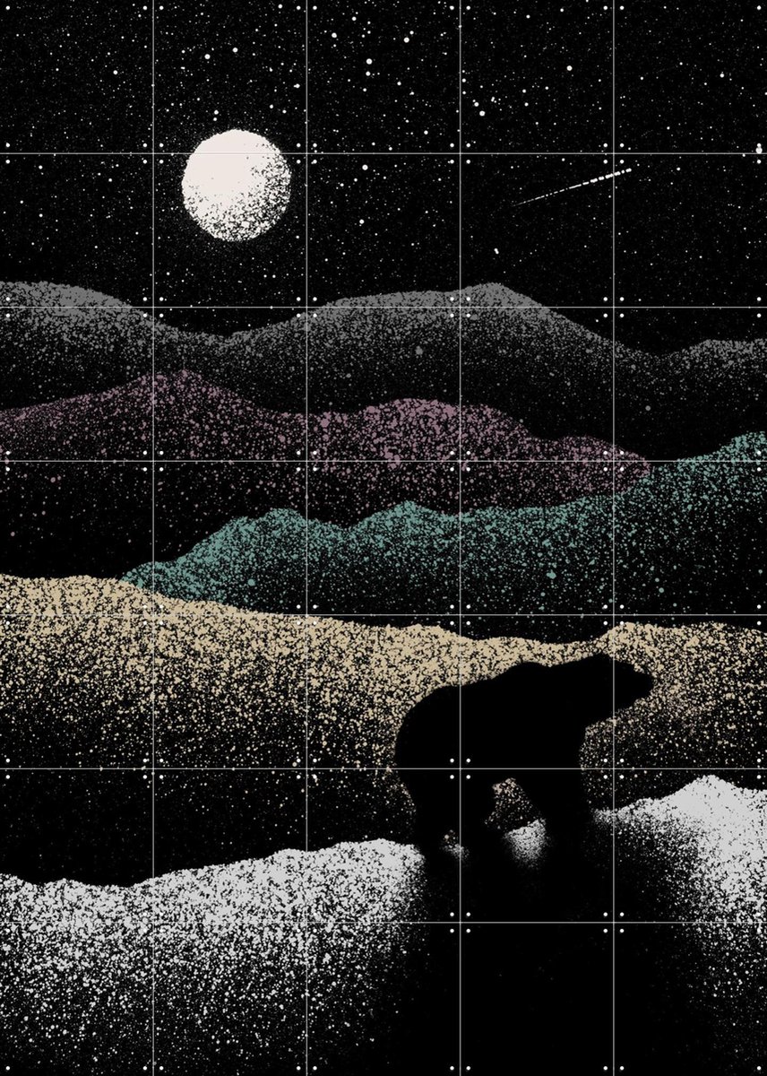 IXXI Wandering Bear, Florent Bodart - 100 x 140 cm - Gratis ophangtool - Grote wanddecoratie en posters - Illustraties, Grafisch Ontwerp, Slaapkamer