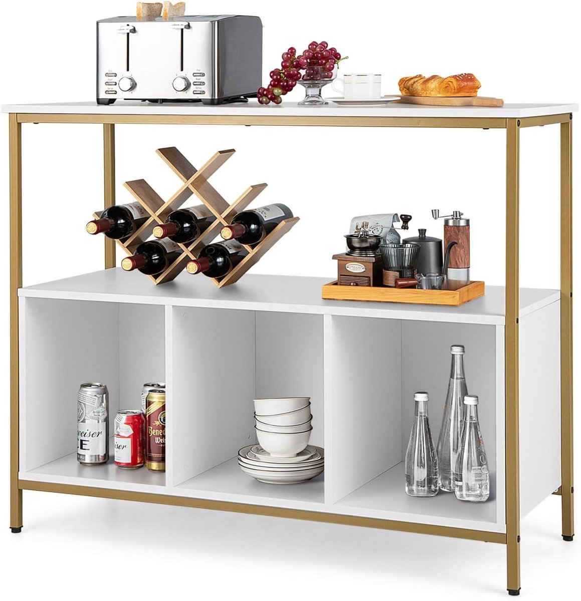 Stijlvol Dressoir met Planken en Metalen Poten voor Keuken en Woonkamer