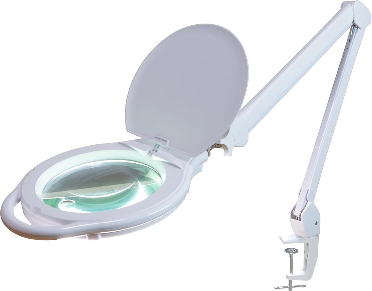 Vergrootlamp XL HD met 3 & 12 Diopter, Dimbare LED, 3 Lichtstanden, 18cm Glas