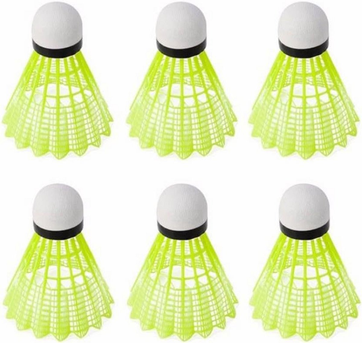 Set van 6 Nylon Trainingsshuttles voor Badminton - Hoge Snelheid Binnen & Buiten