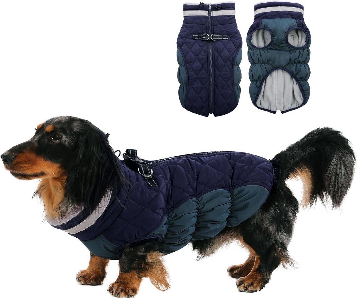 Warme Waterdichte Hondenjas met Tuig - Fleece Gevoerd Wintervest voor Koude Dagen