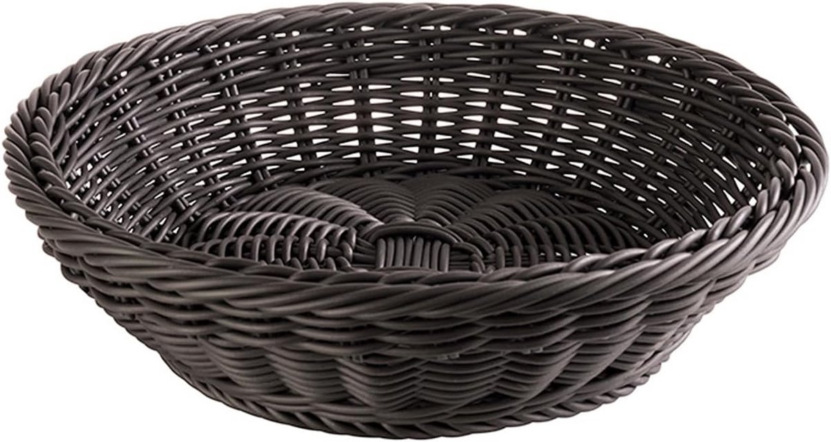 Ronde Zwarte Serveermand Ø29cm - Handgeweven Polypropyleen voor Fruit, Brood of Cadeaus