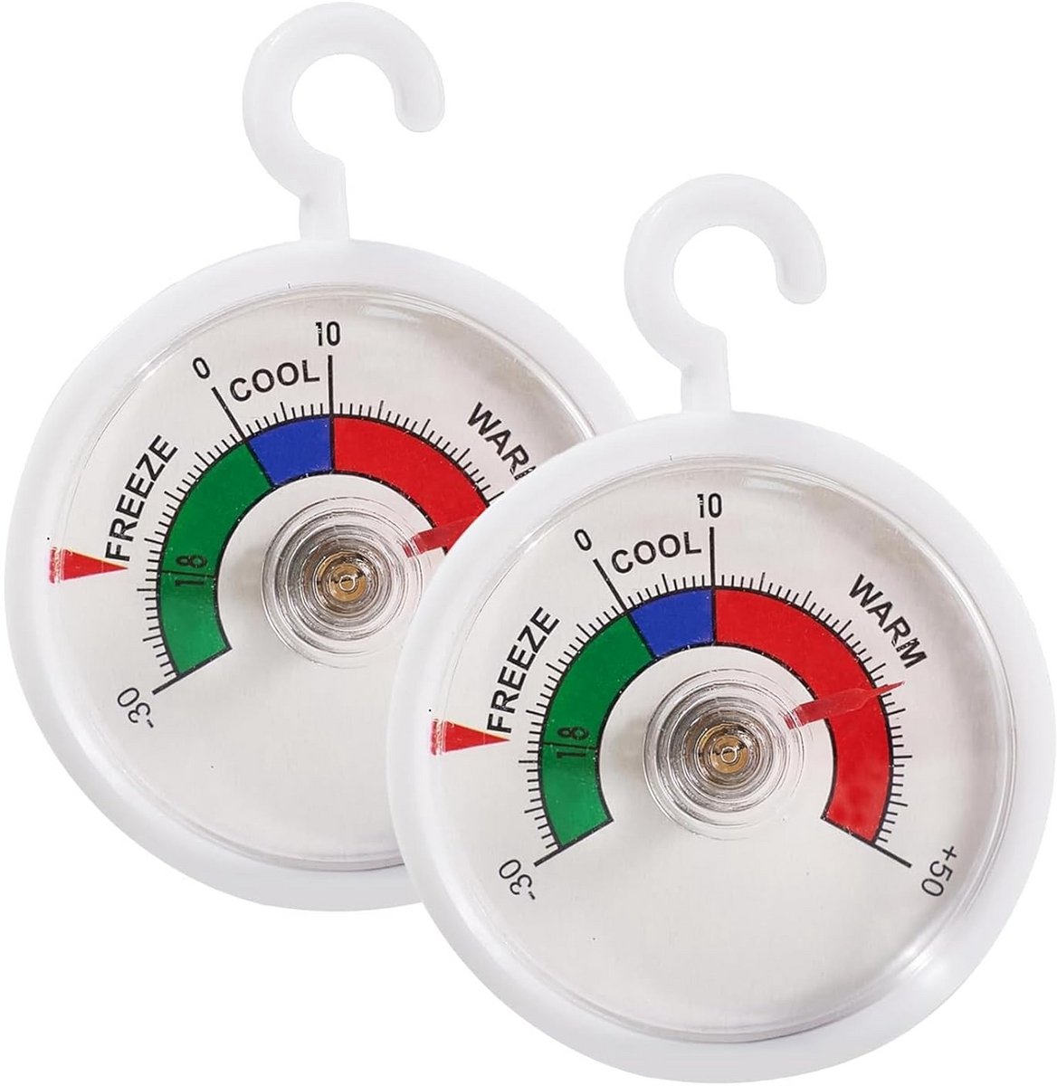 Thermometer voor Koelkast en Vriezer met Haken en Gekleurde Zones - Set van 2