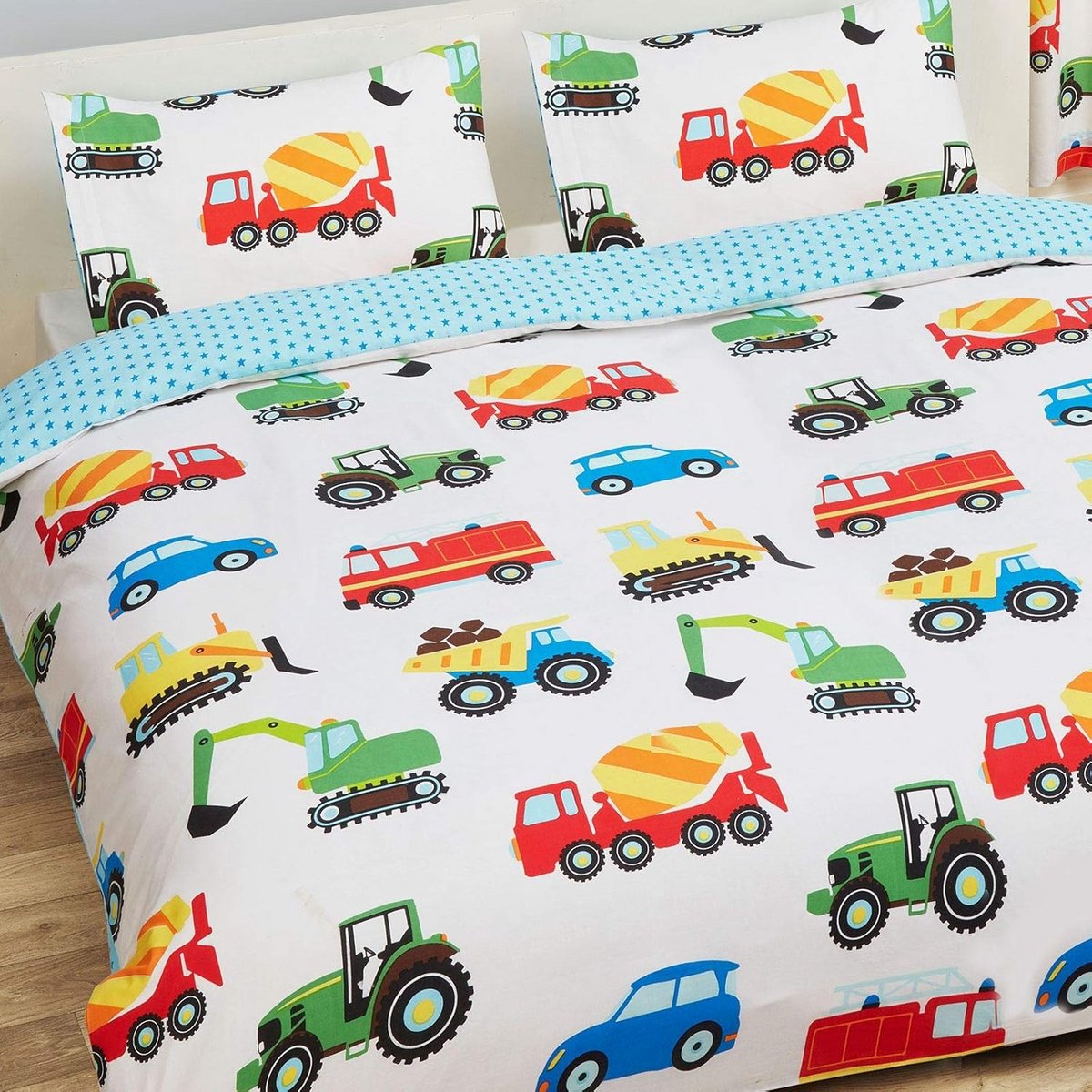 Trucks en Transport Dekbedovertrekset Dubbel met Kussensloop - Kinderbeddengoed
