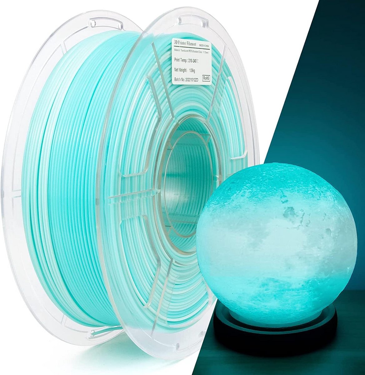 PETG Filament 1,75 mm 1 kg Hoge Snelheid Doorscheenend Gradient Regenboog 3D-printermateriaal