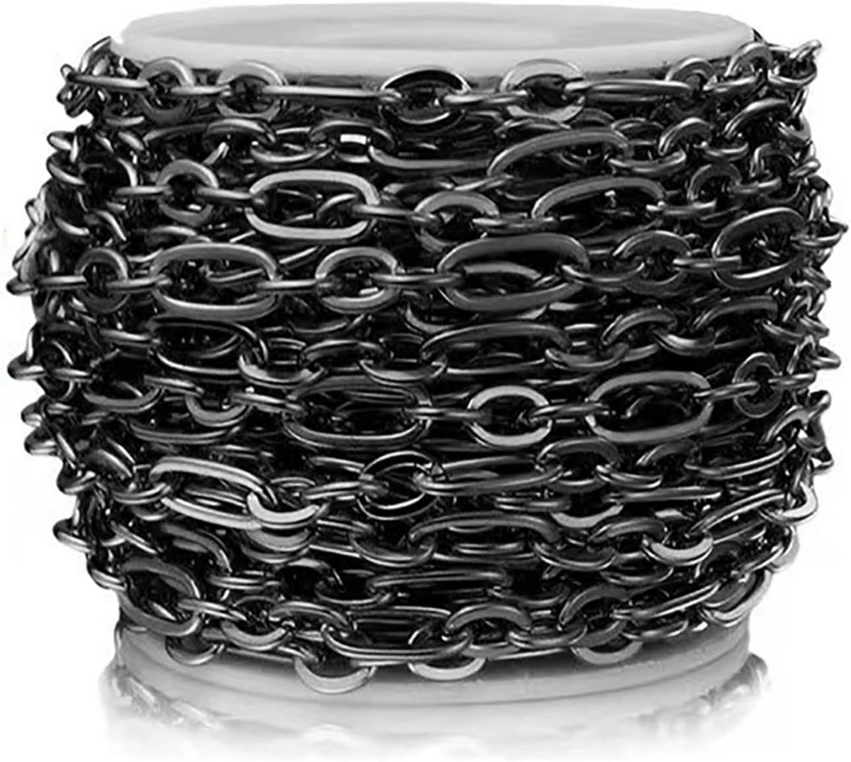 Rol Platte Curb Schakelketting Rvs 5 Meter Zwart Gecoat voor Sieraden Maken Ideeen