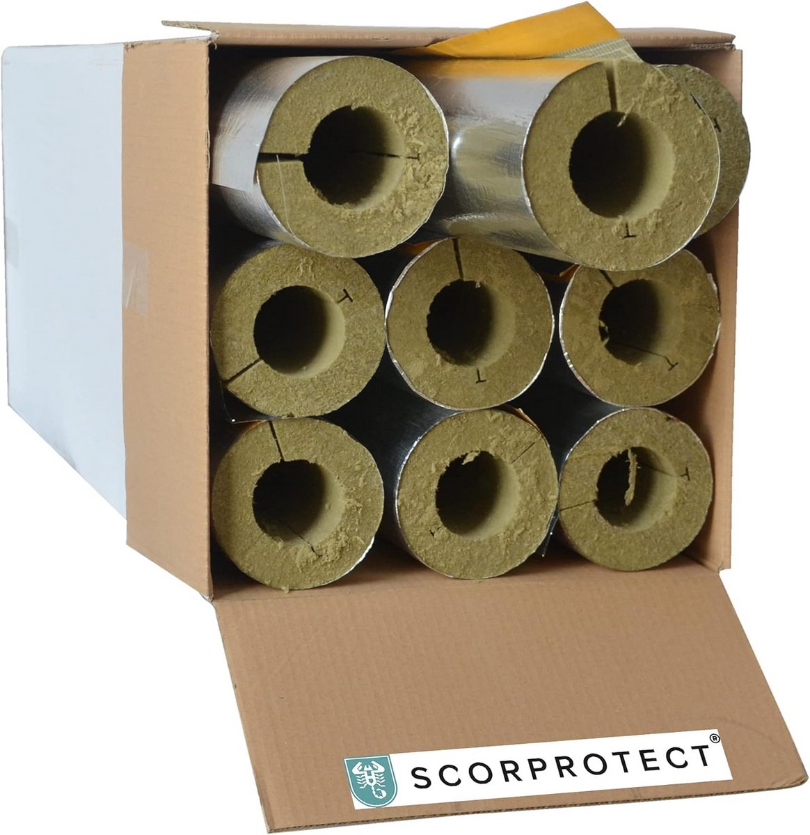 Steenwol Isolatiebuisschalen met Aluminium Bekleding voor Verwarming en CV-Leidingen (64x30 mm)