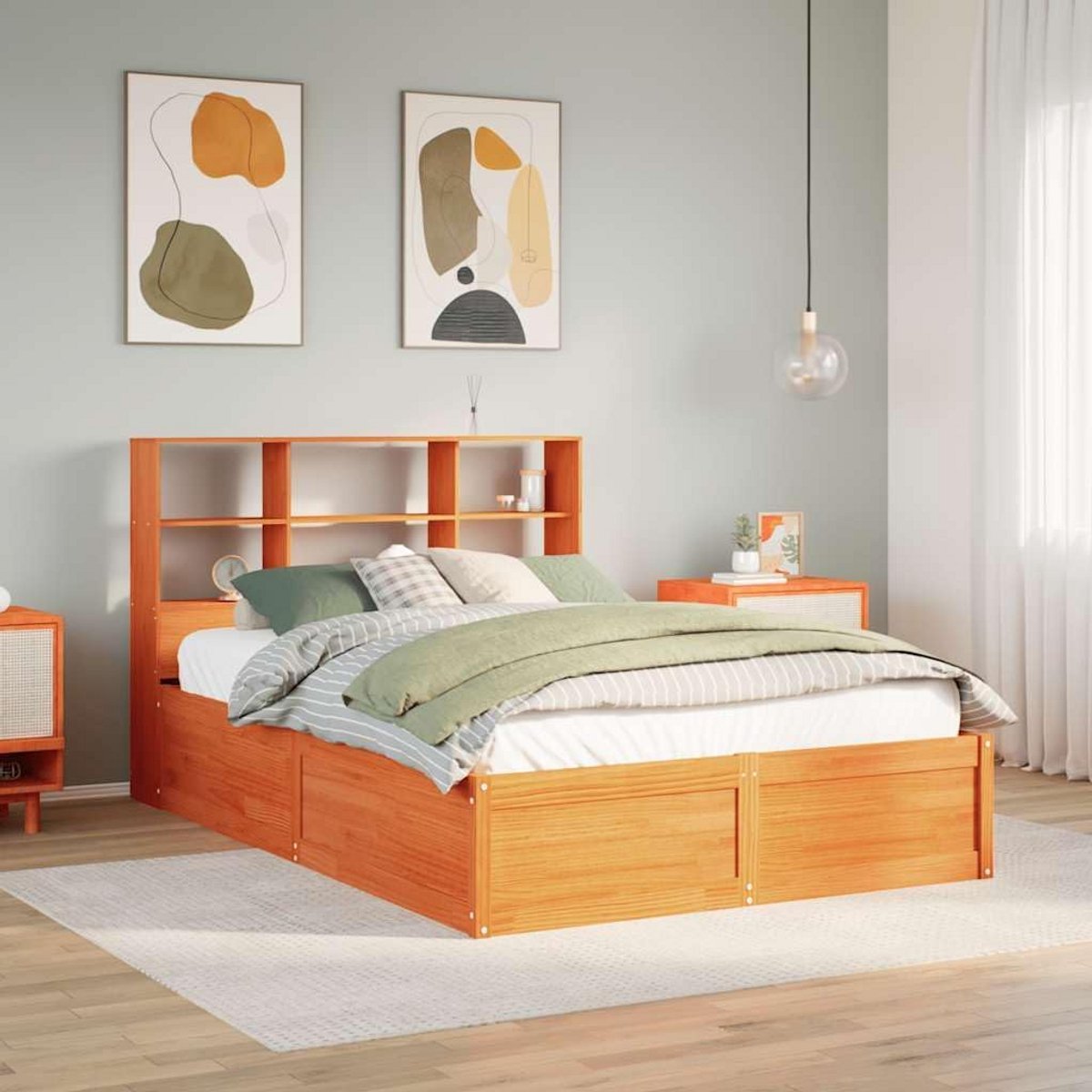 Stevig Houten Bedframe 160x200 cm - Massief Grenen Slaapkamer Meubel