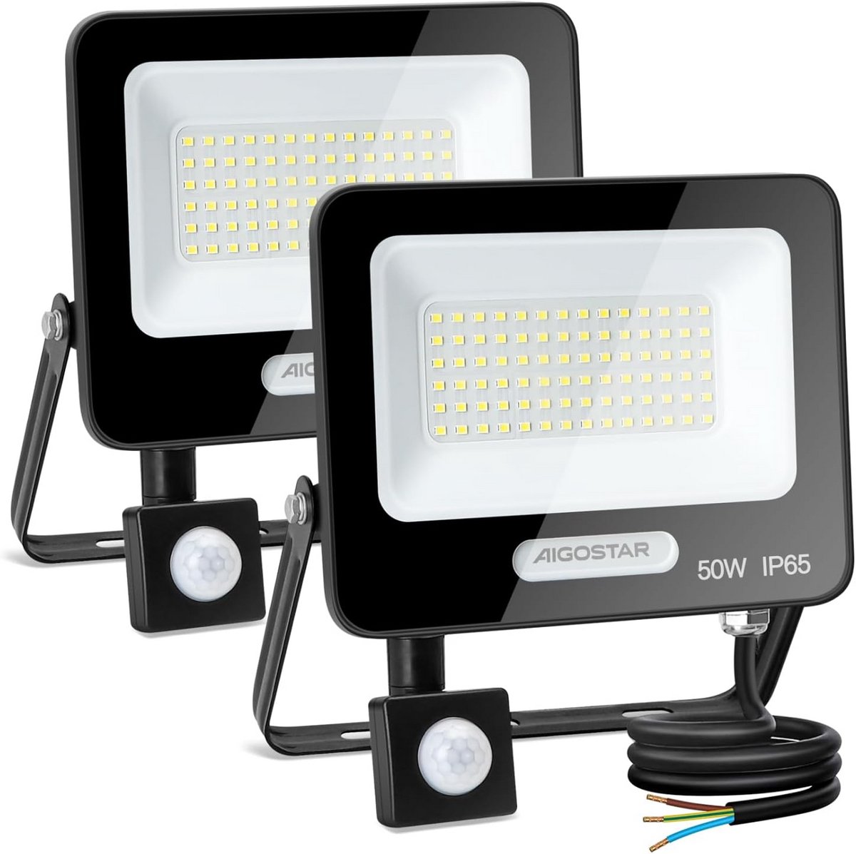 2x LED Buitenlamp met Bewegingsmelder 50W Krachtig Warm Wit IP65