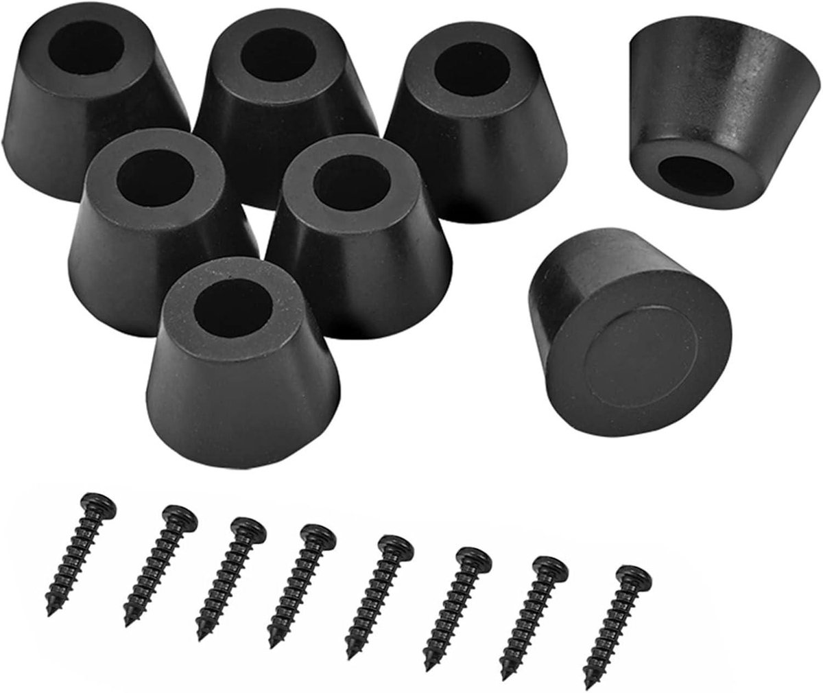 Voeten voor vloerstaande luidsprekers - Set van 4 - Zwart rubber - Anti vibratie pads - Geschikt voor luidsprekers, gitaarversterkers - Inclusief schroeven - 30x20mm