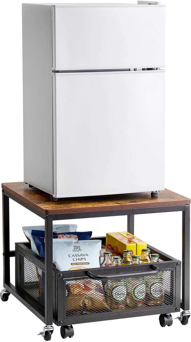 VEVOR Koelkaststandaard Koelkasttafelorganizer Oprolbaar 90kg Lichtbruin
