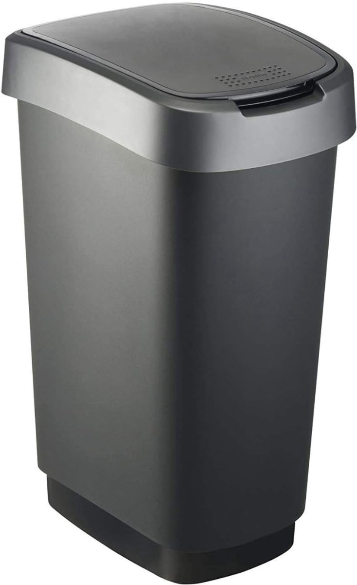 DnA® Prullenbak 50 Liter - Prullenbak - Zwart en Zilver - 41cm x 30cm x 61cm