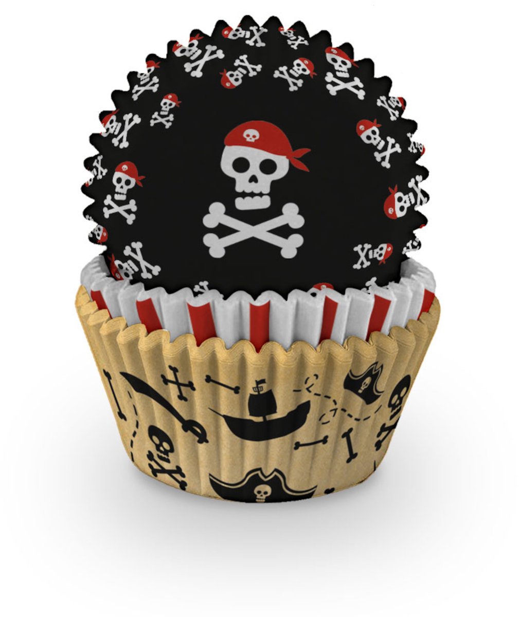 ANNIVERSARY HOUSE - 75 piraten papieren cupcakevormpjes 5 x 3 cm voor verjaardag