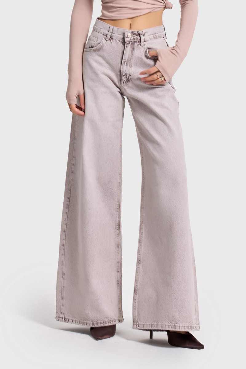 It's Basic - ELENA PALAZZO MID RISE JEANS - TAUPE