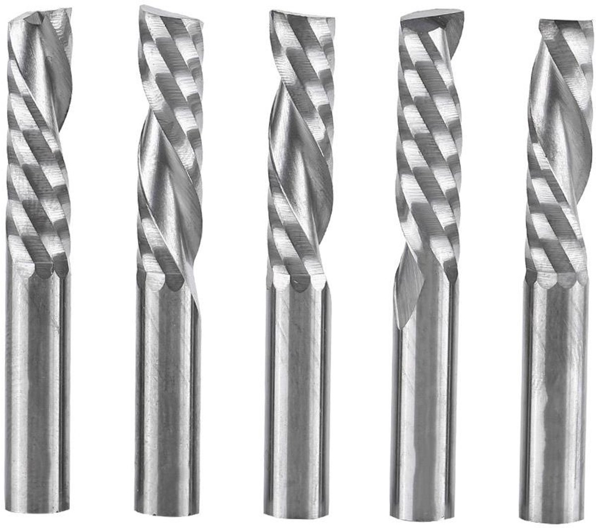 Allecto- Freesbits - Boorgereedschap - Wolfraamcarbide - CNC-router - Hout aluminium staal - PCB PVC printplaten - Acryl - Koolstofvezel - Geschikt voor Freesbits 5 stuks 6 mm schacht enkele fluit frezen