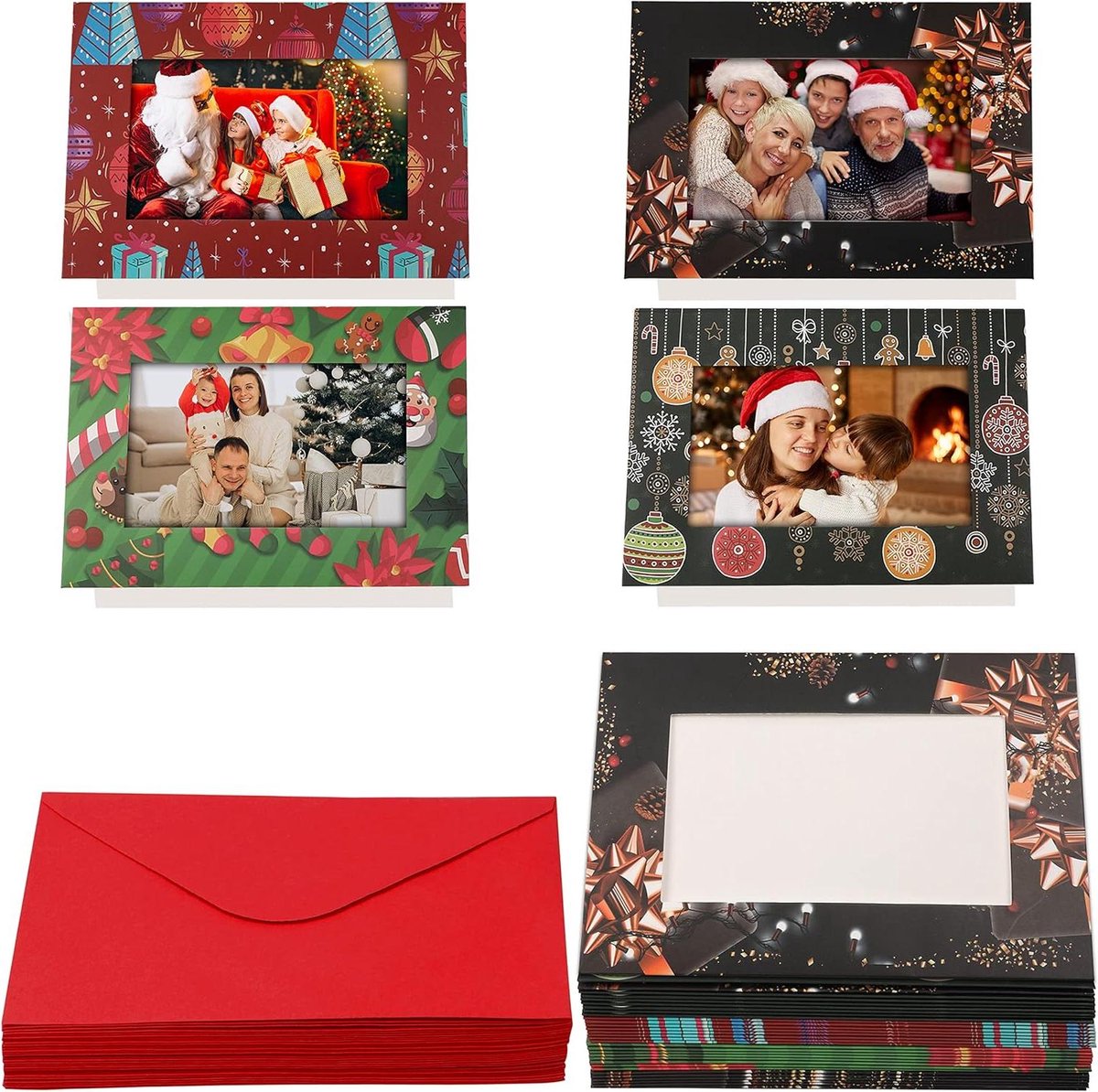 Allecto- Fotokaart voor Kerst - Gepersonaliseerde Wenskaarten - 10,5 x 15,5 cm Foto's - Enveloppen - Cadeau - Familie en Vrienden - Kerst - Fotoinvoegkaarten - Geschikt voor 36 stuks - Kleur of Model - Kerstfotolijst