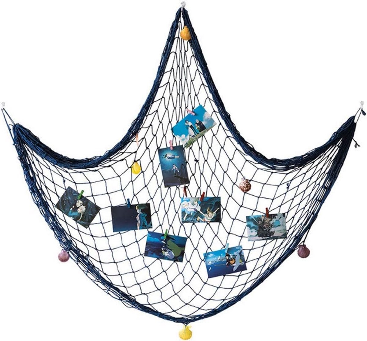 Decoratief Visnet met Zeeschelpen voor Strand en Mediterrane Thema Decoratie