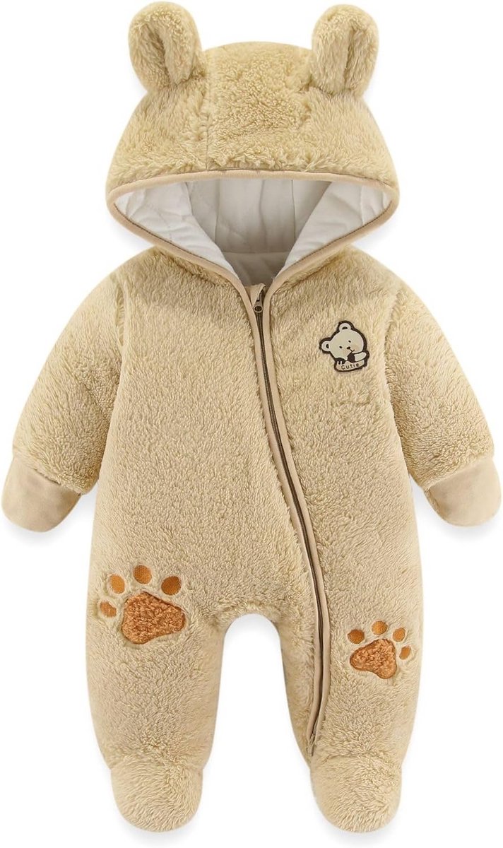Warme Baby Sneeuwpak Overal met Capuchon Fleece Romper voor Meisjes en Jongens (0-12 Maanden)