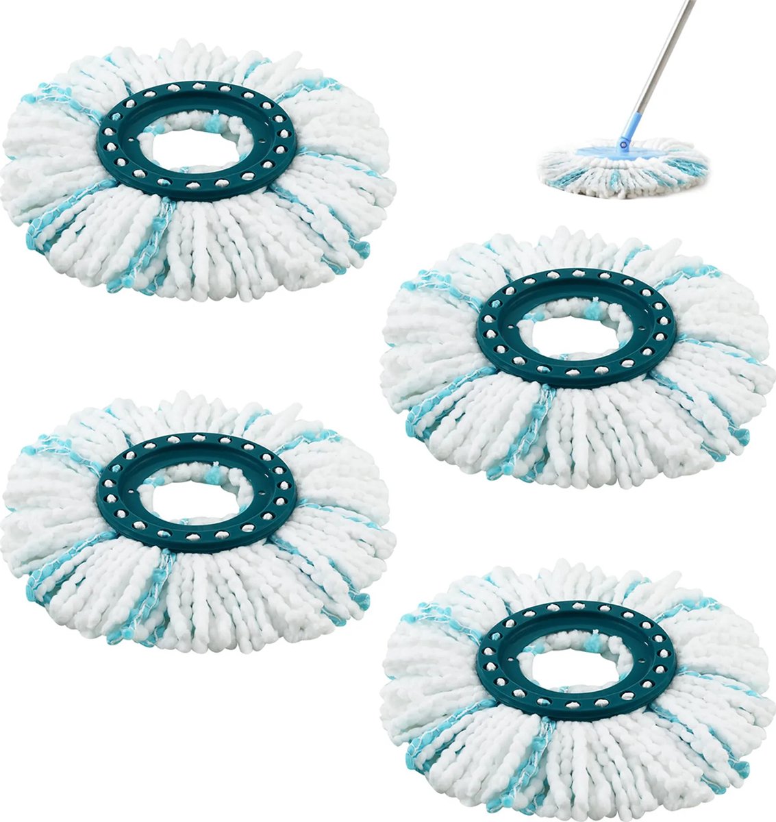 Clean Twist Dweilkoppen Voor Vloertypes - Verpakking van 4 Stuks