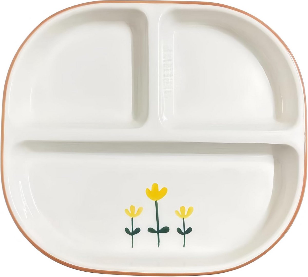 Ceramische Serveerschaal met 3 Vakken Rechthoekig Etagere voor Maaltijdscheiding