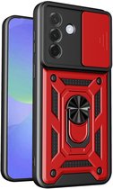 MobyDefend Hoesje - Geschikt voor Samsung Galaxy A57 - Pantsercase Met Draaibare Ring - Rood
