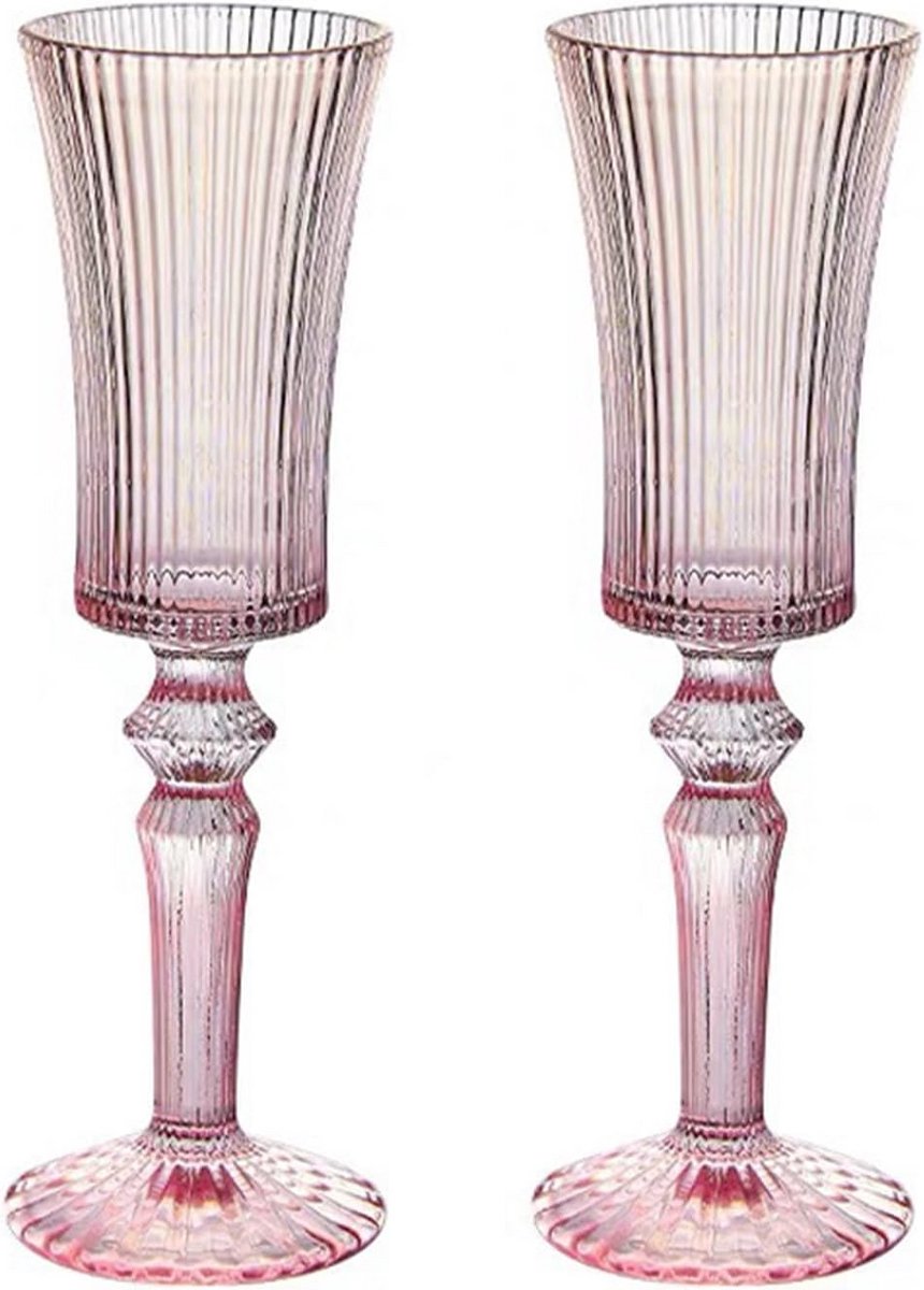 Set van 2 Luxe Champagneglazen 140 ml Hoog Cocktailglas Roze