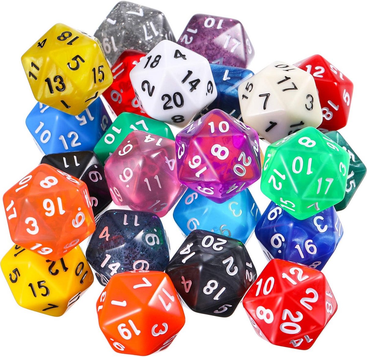 Set van 25 Polyhedrale Dobbelstenen voor RPG en Tafelspellen - Diverse Kleuren