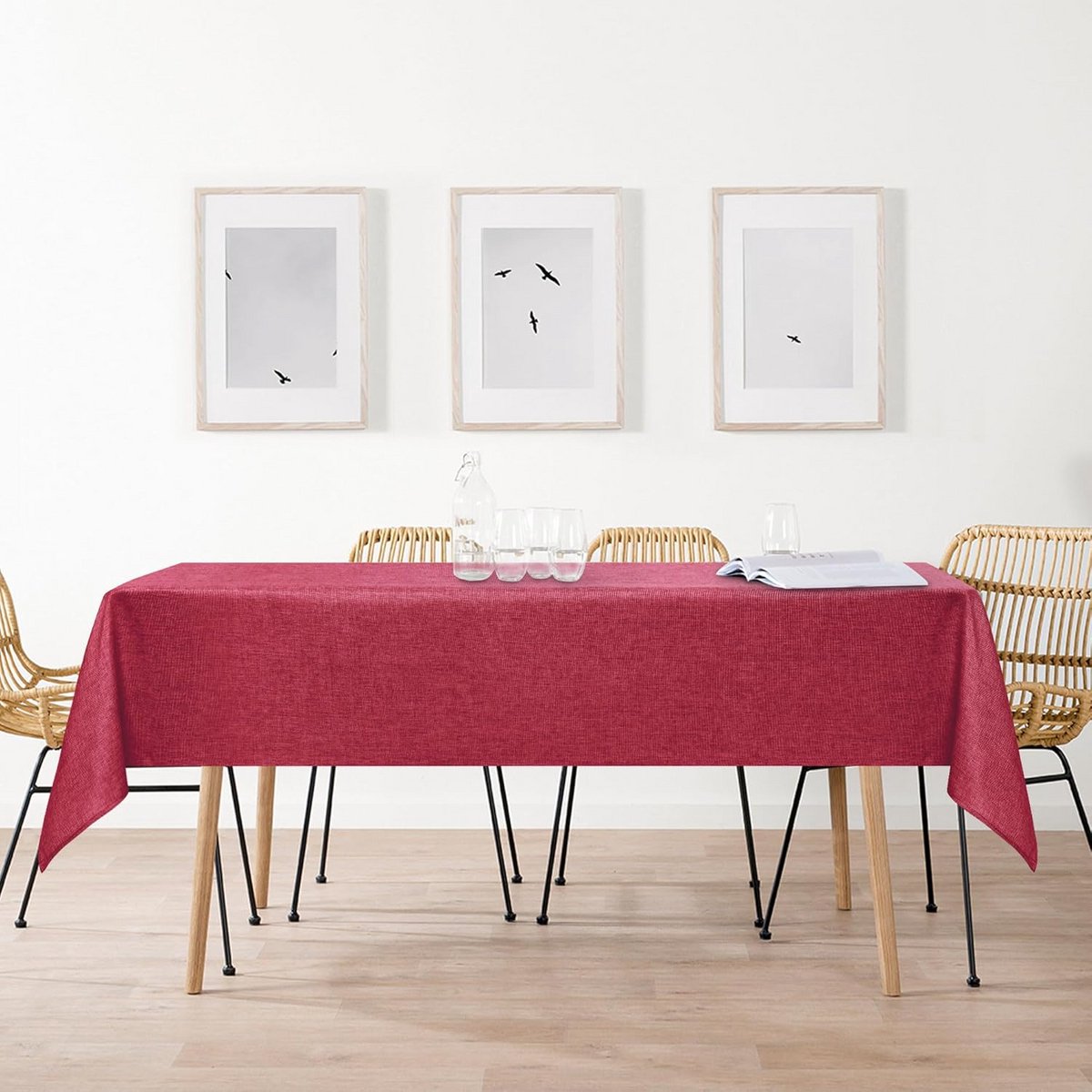 Wastafel en Waterdichte Tafelkleed Linnenlook Rood 110 x 140 cm