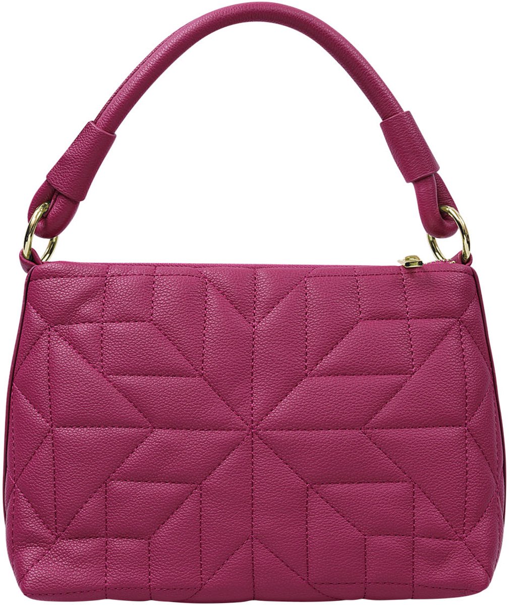 Handtas Trendy Fuchsia - Schoudertas - Gestikt Deisgn - Goudkleurige Rits en Clip - Binnenvak - Ritssluiting - Extra ritsvak