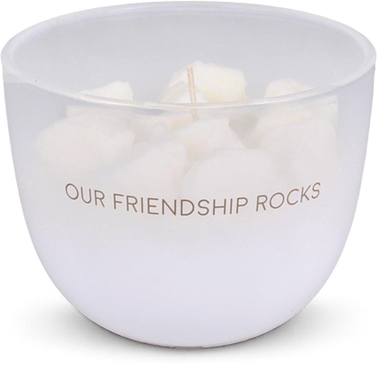 My Flame Lifestyle MY FLAME - Sojakaars - OUR FRIENDSHIP ROCKS - Geur: Fresh Cotton - Maat: D11 x H8,5 cm - Branduren: 75u wit