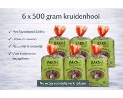 Barni Kruidenhooi - Ruwvoer- Rozenbottel & Munt - 6 x 500 gr. konijnenvoer.
