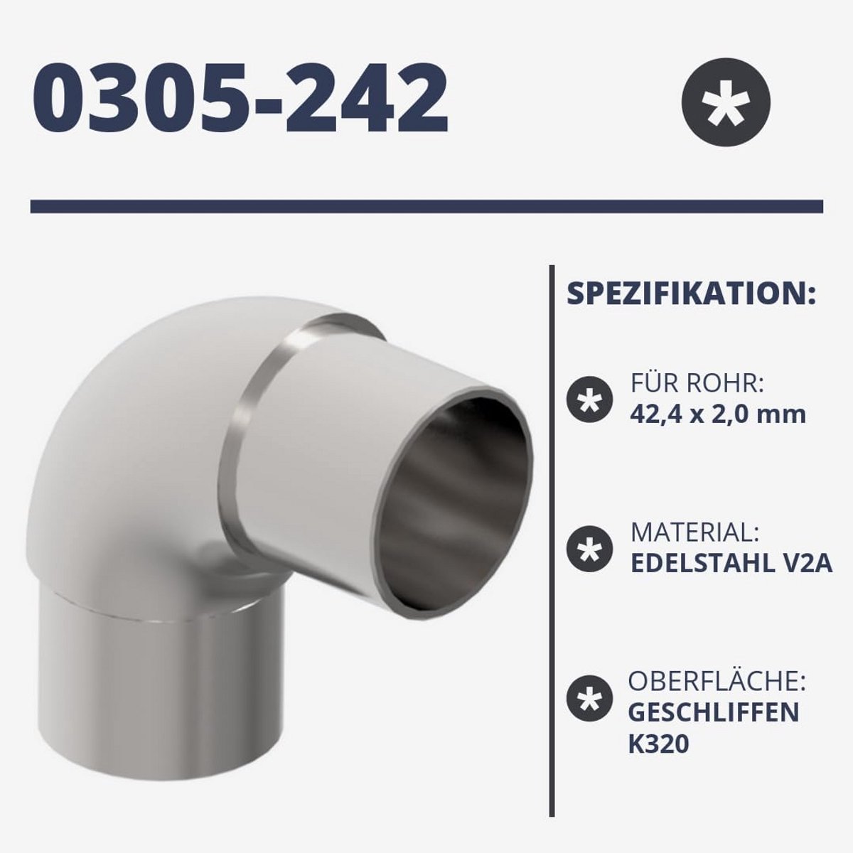 Ronde Buisboog Roestvrij Staal voor Trapleuning 42,4 mm