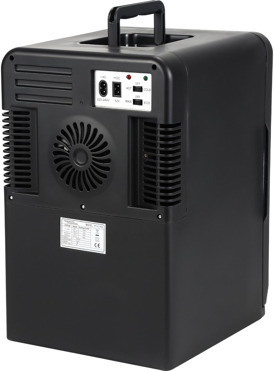 15L Mini koelkast - 2-in-1 Minibar - Koel & warm - AC/DC 230V/12V - Draagbare Mini Autokoelkast - Voor Auto, Kantoor, Camping & Thuis Eten, Drinken - Zwarte Glazen Deur — afbeelding 7