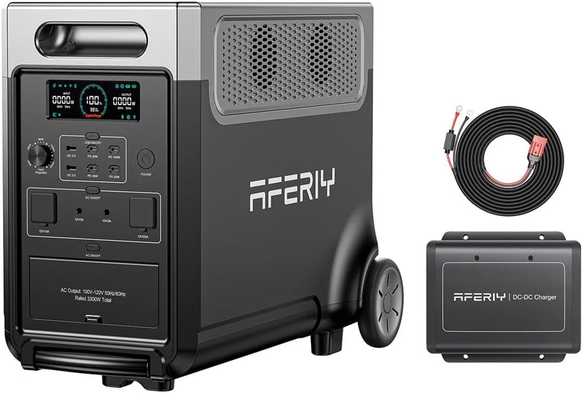 AFERIY AF-P310 - Draagbare Powerstation met DC060 DC Batterijlader - 3600W AC-uitgang met UPS - 3840Wh LiFePO4 batterij - 45 minuten snelladen