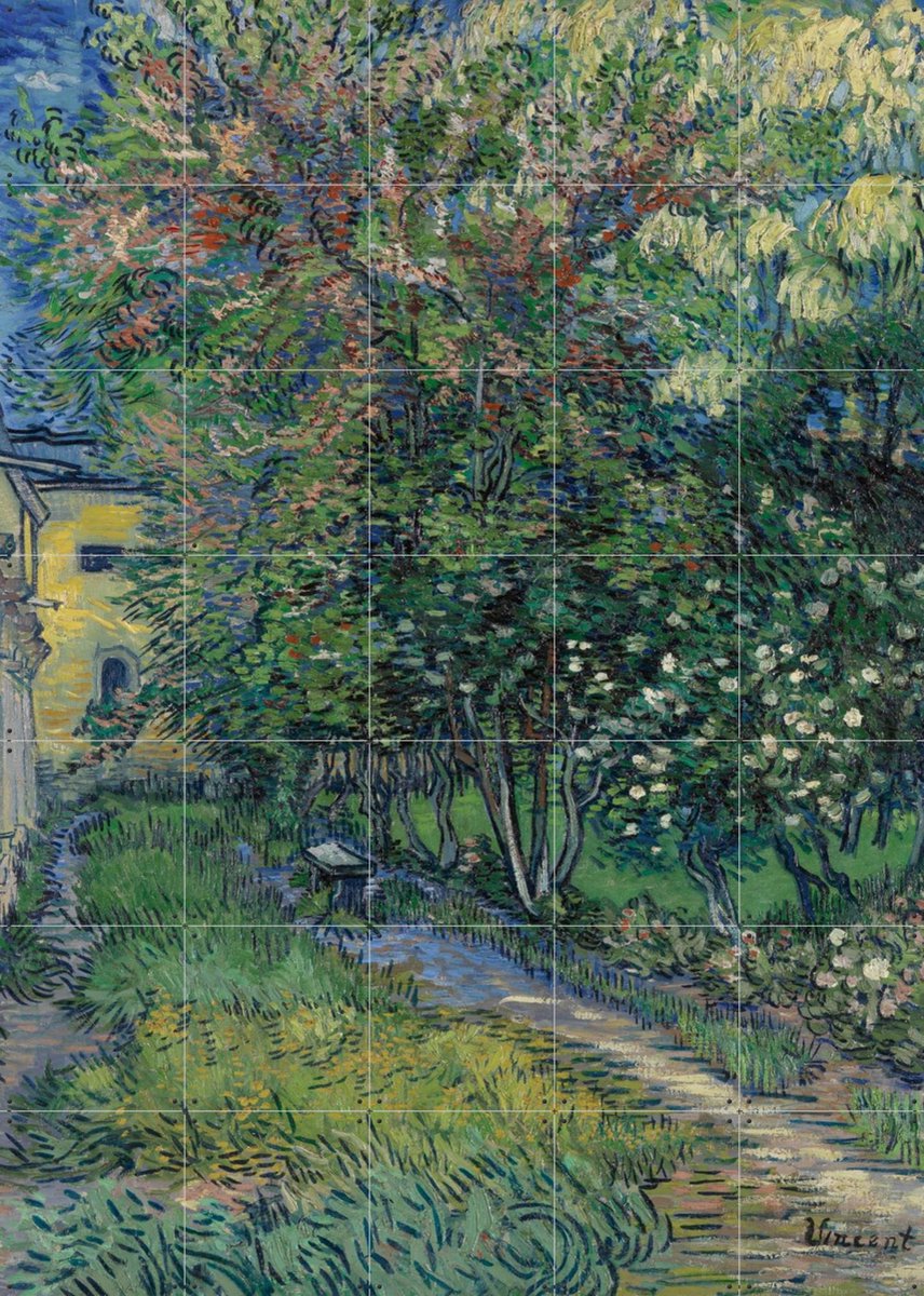 IXXI De tuin van de inrichting in Saint-Rémy, Vincent van Gogh (1853 - 1890) & Kröller-Müller Museum - 100 x 140 cm - Gratis ophangtool - Grote