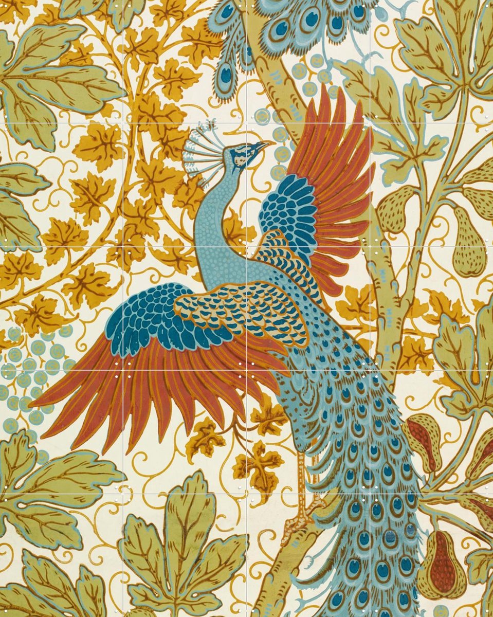 IXXI Fig and Peacock red, Walter Crane & Victoria and Albert Museum - 80 x 100 cm - Gratis ophangtool - Grote wanddecoratie en posters - Art Nouveau