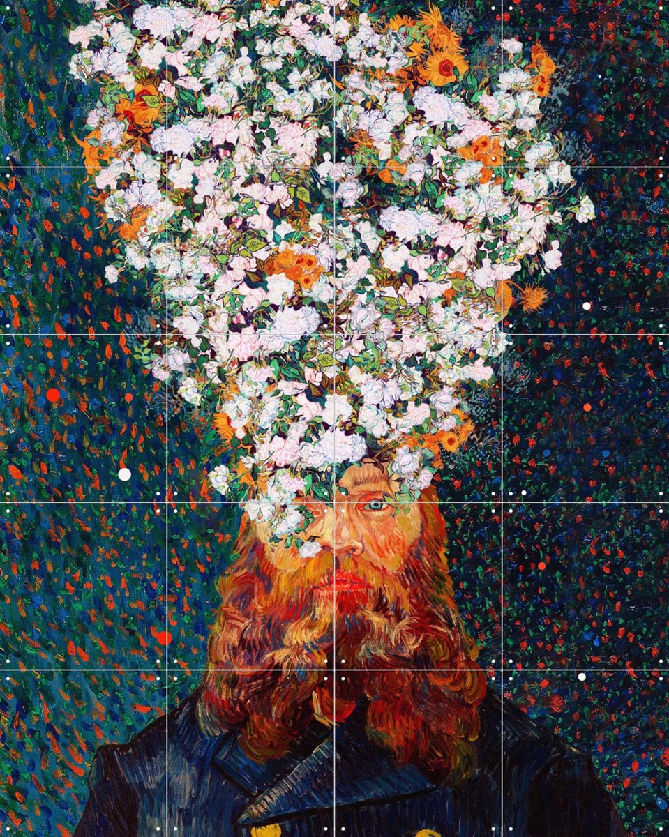 IXXI Flower Joseph, Frank Moth & Van Gogh 21st Century - 80 x 100 cm - Gratis ophangtool - Grote wanddecoratie en posters - Gemengde Technieken