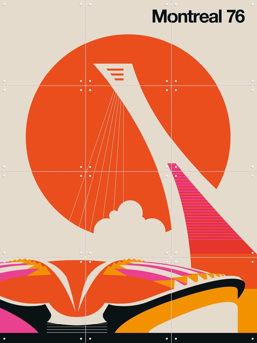 IXXI Montreal 76, Bo Lundberg - 60 x 80 cm - Gratis ophangtool - Grote wanddecoratie en posters - Geometrische Kunst, Vintage, Illustraties