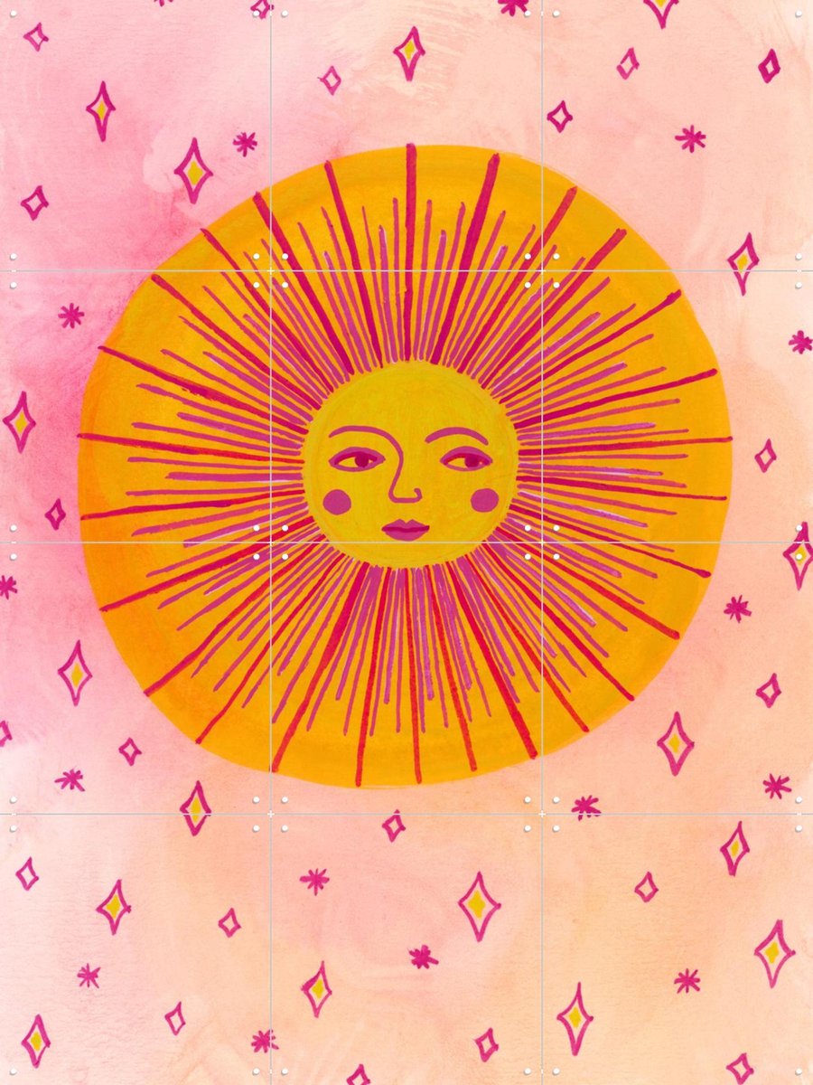 IXXI Stralende Zon, Kirsten Blom Art & Illustration - 60 x 80 cm - Gratis ophangtool - Grote wanddecoratie en posters