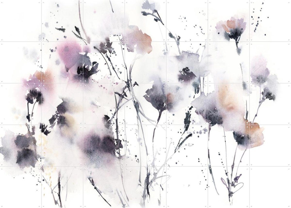 IXXI Flowers Grey, Canot Stop Painting - 140 x 100 cm - Gratis ophangtool - Grote wanddecoratie en posters - Aquarel, Abstract, Impressionisme